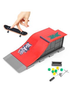 Excefore Finger Skateboard Ramp Set, Mini Finger Skateboard and Ramp Accessories Set, Props Deck Track Ultimate Park Set, Ramps Fingerskate Toy Set for Kids Birthday Gift (E)  - Image 1