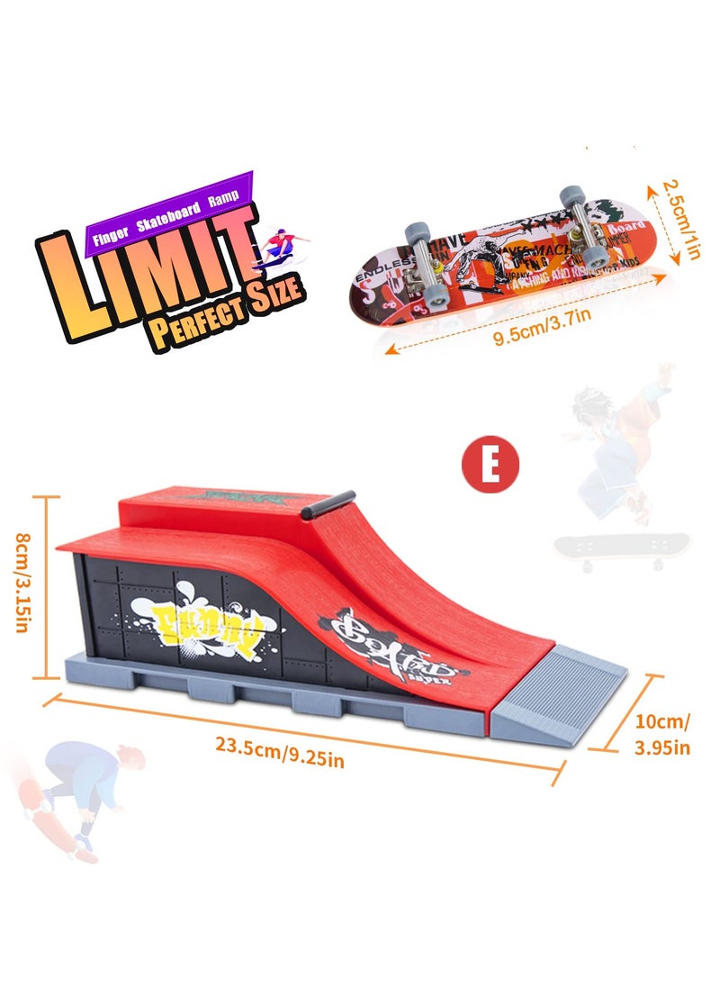 Excefore Finger Skateboard Ramp Set, Mini Finger Skateboard and Ramp Accessories Set, Props Deck Track Ultimate Park Set, Ramps Fingerskate Toy Set for Kids Birthday Gift (E)  - Image 2