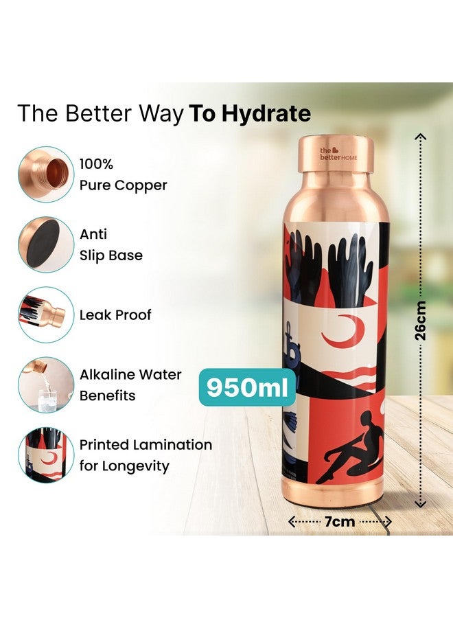 The Better Home زجاجة مياه نحاسية من ذا بيتر هوم سعة 950 مل | زجاجة مانعة للتسرب بخصائص مضادة للأكسدة | 99% نحاس | مثالية للمكتب والمنزل | غروب الصحراء - Image 3