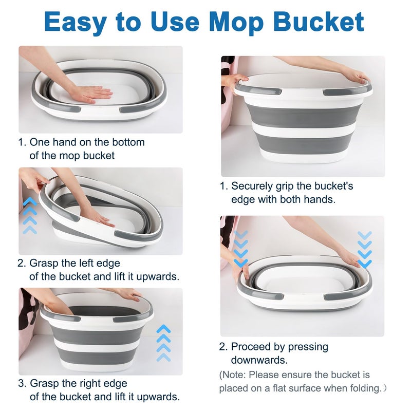 BIDFUL 28L Large Collapsible Mop Bucket with Handle for Cleaning, Silicone Portable Pet Bathtub for Puppy Small Dogs Cats, Foldable Laundry Basket Hamper Clothes Storage Bin Space Saving Design for RV Home - Image 3