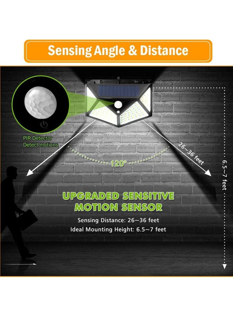 Solar Light Outdoor 100 LED Waterproof Security Wall Night Light with Motion Sensor 270° Wide Angle for Pathway Porch Yard Garage Garden Fence Walkway Driveway (4pcs) - Image 3