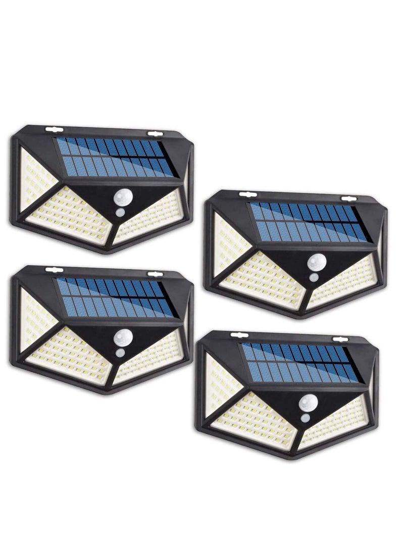 Solar Light Outdoor 100 LED Waterproof Security Wall Night Light with Motion Sensor 270° Wide Angle for Pathway Porch Yard Garage Garden Fence Walkway Driveway (4pcs) - Image 1