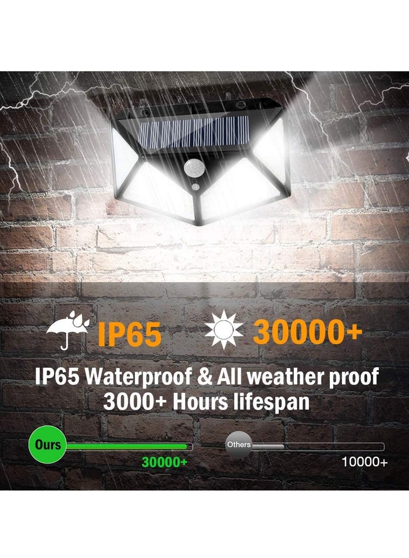 Solar Light Outdoor 100 LED Waterproof Security Wall Night Light with Motion Sensor 270° Wide Angle for Pathway Porch Yard Garage Garden Fence Walkway Driveway (4pcs) - Image 2