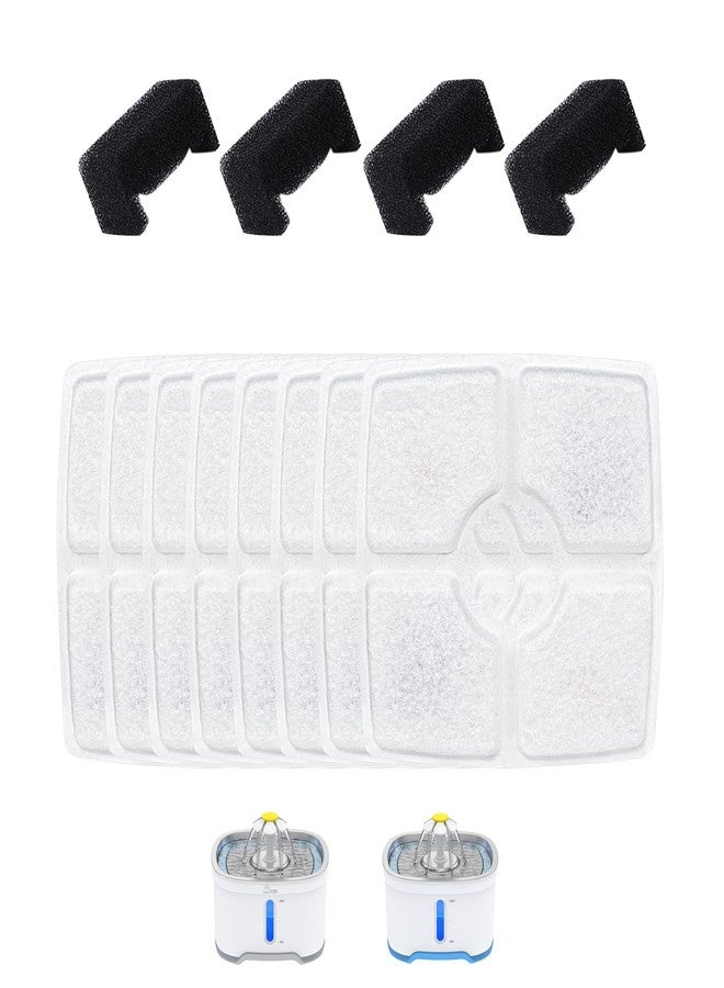 Wonder Creature Cat Water Fountain Filter, 8 Replacement Filters & 4 Replacement Pre-Filter Sponges Pack for 2.5L Cubic Pet Fountain Stainless Steel Top, Elliptical Automatic Cat Water Dispenser - Image 1