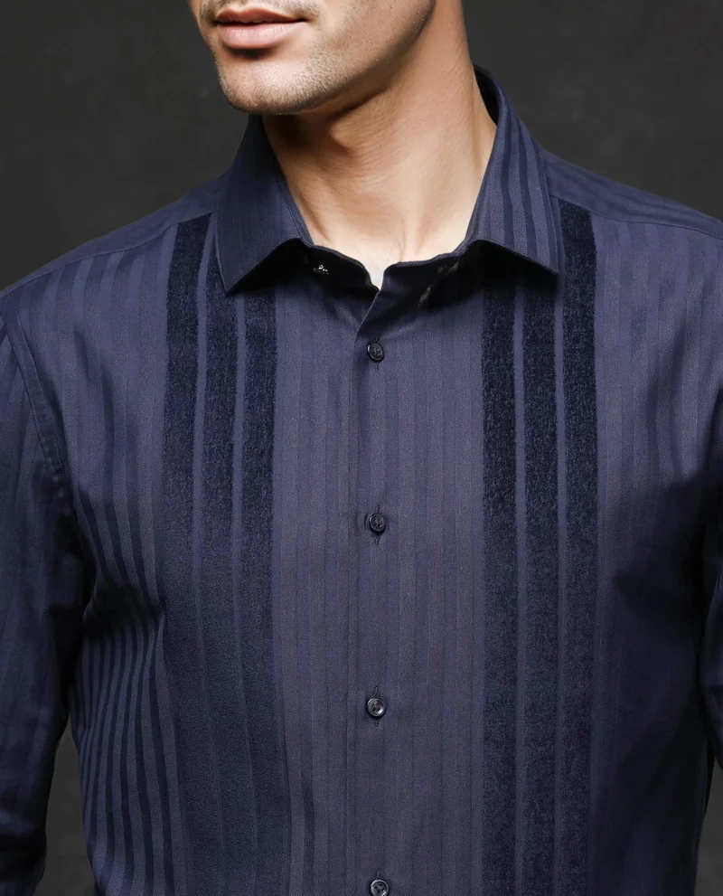Rare Rabbit Men's Casual Flock Stripe Shirt