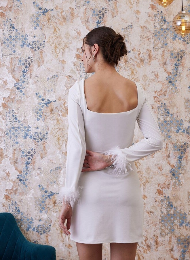 Athena White Cut Out Bodycon Dress - Image 4