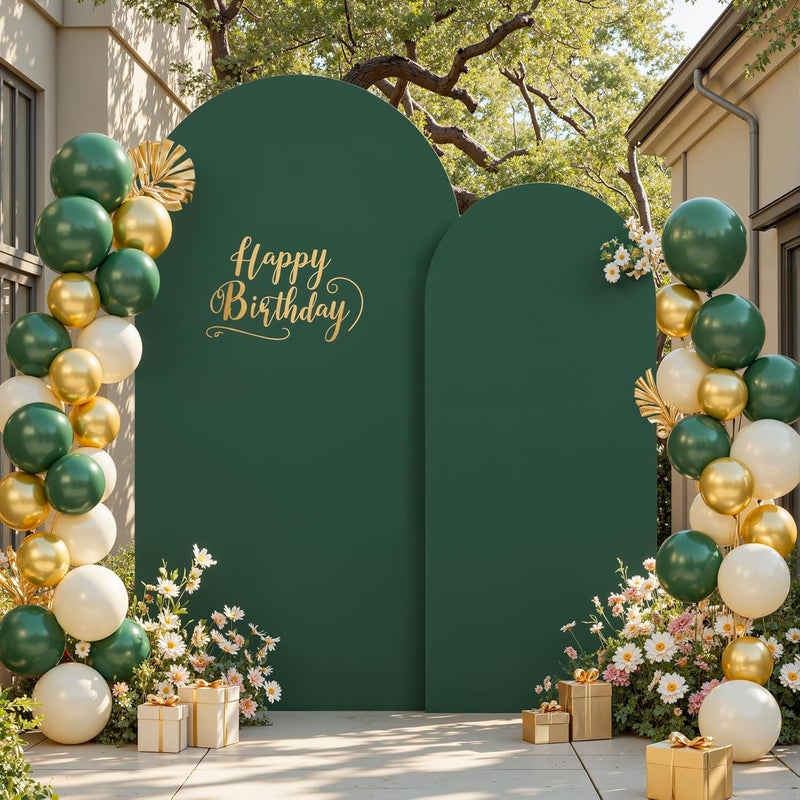 Suppromo Hunter Green Arch Cover 2 Set-7.2FT, 6FT Arch Backdrop Cover Spandex Fitted Wedding Arch Stand Covers for Birthday Party Baby Shower Wedding Reception Banquet Photo Background Decorations - Image 2