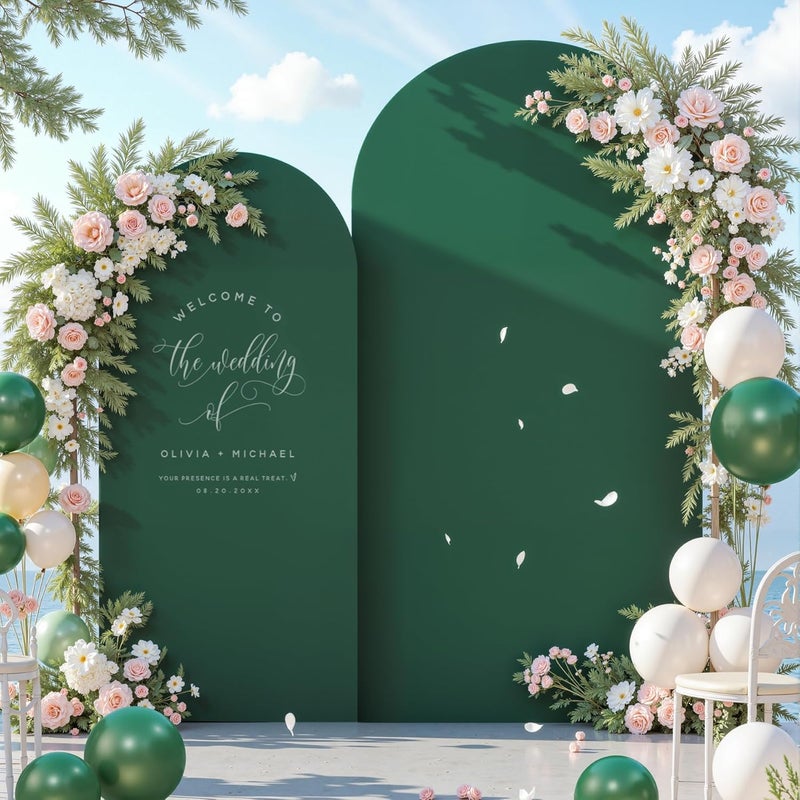 Suppromo Hunter Green Arch Cover 2 Set-7.2FT, 6FT Arch Backdrop Cover Spandex Fitted Wedding Arch Stand Covers for Birthday Party Baby Shower Wedding Reception Banquet Photo Background Decorations - Image 1