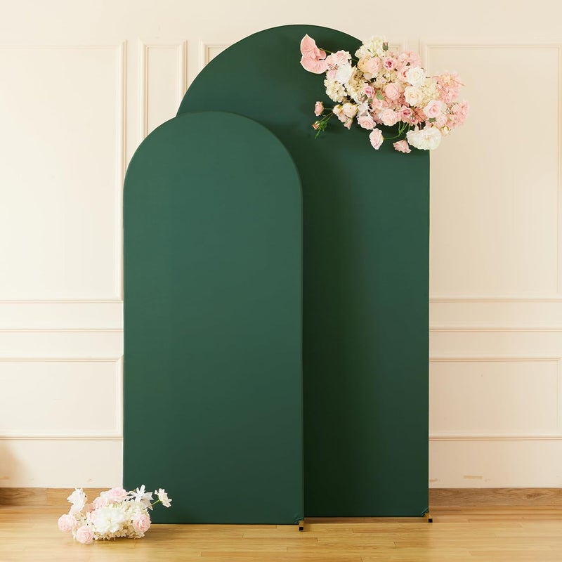 Suppromo Hunter Green Arch Cover 2 Set-7.2FT, 6FT Arch Backdrop Cover Spandex Fitted Wedding Arch Stand Covers for Birthday Party Baby Shower Wedding Reception Banquet Photo Background Decorations - Image 4