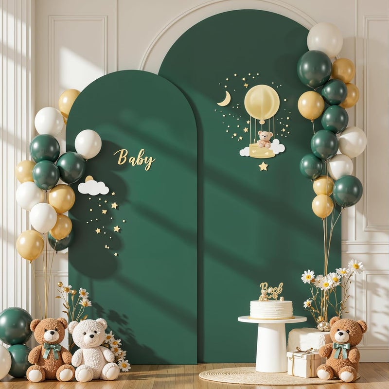 Suppromo Hunter Green Arch Cover 2 Set-7.2FT, 6FT Arch Backdrop Cover Spandex Fitted Wedding Arch Stand Covers for Birthday Party Baby Shower Wedding Reception Banquet Photo Background Decorations - Image 3