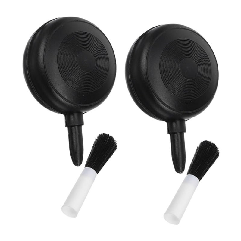 Black Air Blower Dust Cleaner With Soft Brush For Lenses Computers Keyboards Cameras 2 Pcs Set - Image 2