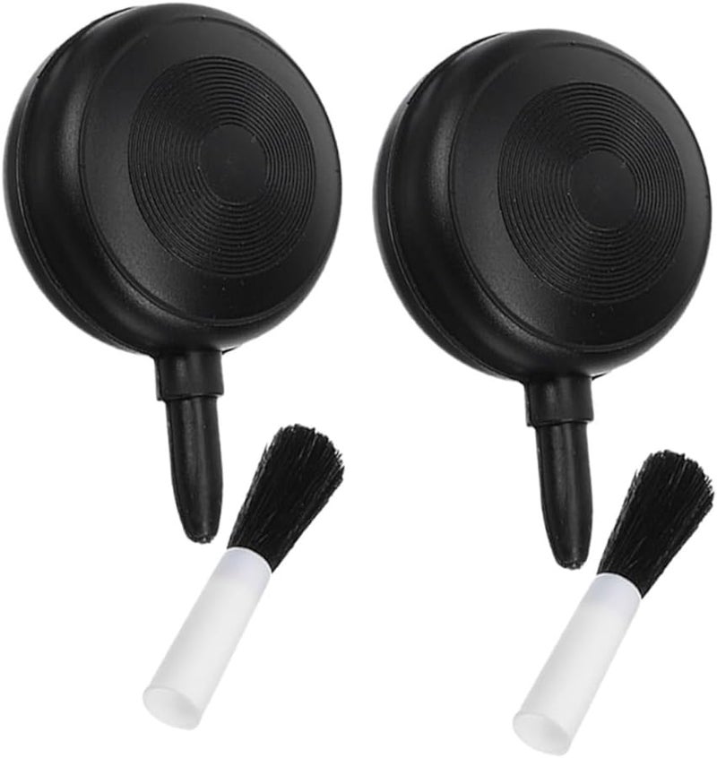 Black Air Blower Dust Cleaner With Soft Brush For Lenses Computers Keyboards Cameras 2 Pcs Set - Image 1