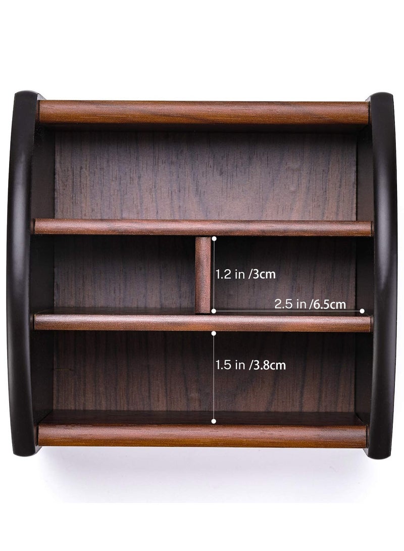 Beauenty Wooden Remote Control Holder and Organizer - Multifunctional Desk Storage Box with 4 Compartments - Image 3