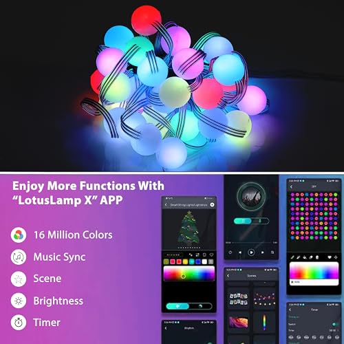 Gesto 5V Ball Shape Serial String Lights - USB Smart Music Sync Led Lights with Remote and App Control,RGB Color Changing Fairy Lights (5 Meter, 33 Led,Multicolor) - Image 3