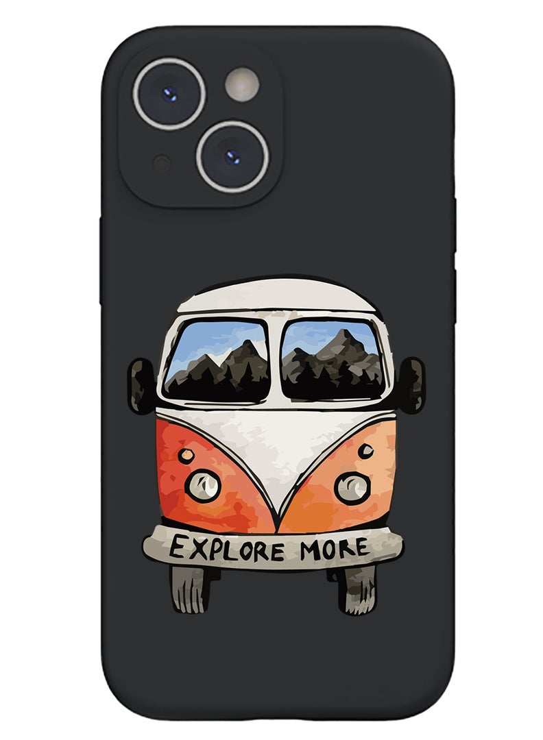 Theodor Protective Slim Fit Case Liquid Silicone Cover with Full Body Protection Anti-Scratch Shockproof Case For iPhone 15 Black  - Flawless - Image 1