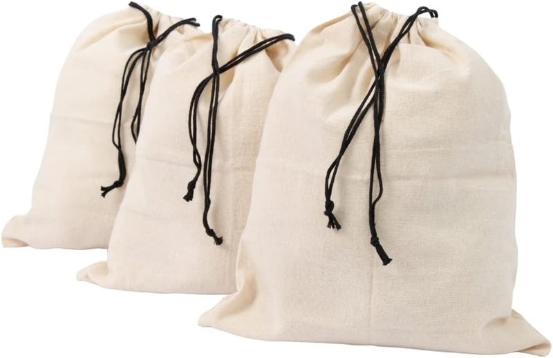 Shoe Bags for Travel Packing - Drawstring Sneaker Travel Bags - Cotton Cloth Shoe Dust Bags for Storage & Luggage - Washable Dust Cover Bags for Boots and Dress Shoes (3 Medium: 19"x15") - Image 1