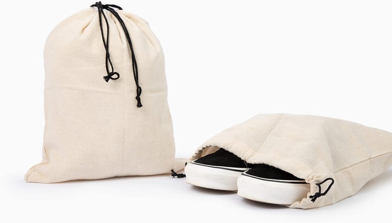 Shoe Bags for Travel Packing - Drawstring Sneaker Travel Bags - Cotton Cloth Shoe Dust Bags for Storage & Luggage - Washable Dust Cover Bags for Boots and Dress Shoes (3 Medium: 19"x15") - Image 5