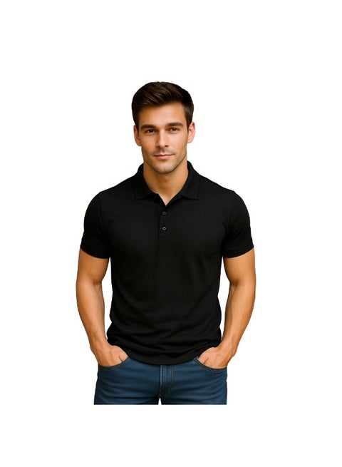 Men's Regular-Fit Golf Polo T-shirt Pure Cotton Short Sleeve 220 GSM Basic Colors