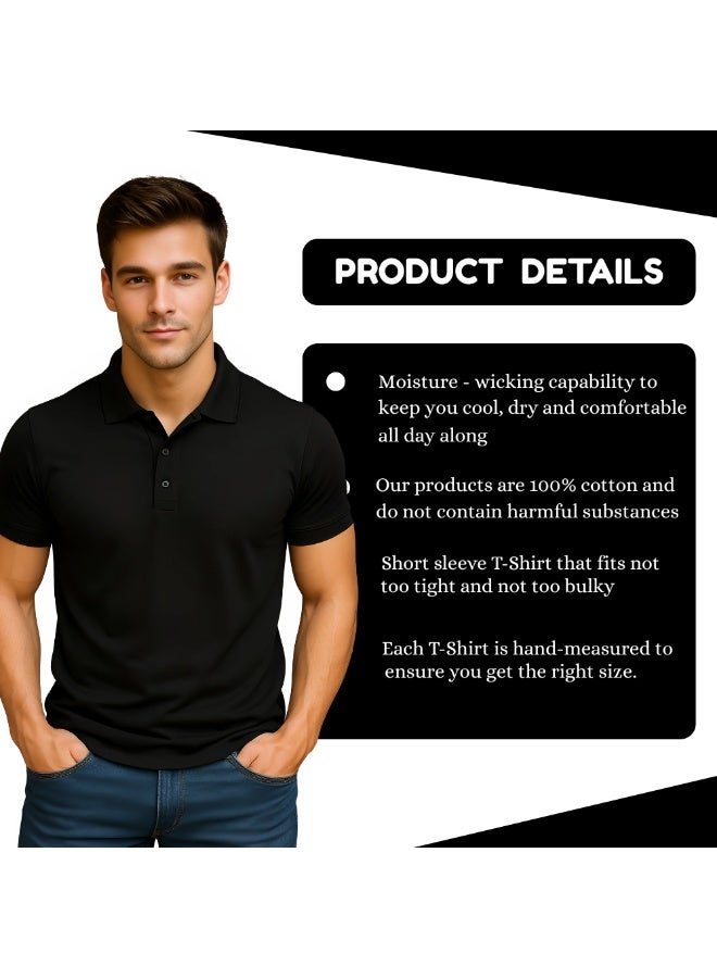 PRINTSHOP4ME Men's Regular-Fit Golf Polo T-shirt Pure Cotton Short Sleeve 220 GSM Basic Colors - Image 3