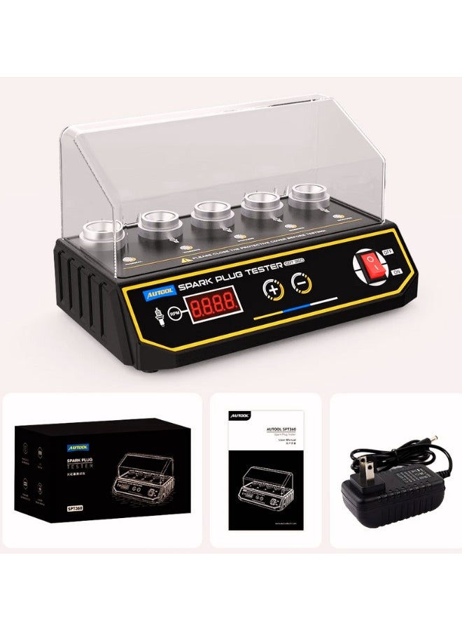 Autool - Spt360 Spark Plug Tester 5 Holes Spark Plugs Detector Car Ignition Plug Analyzer 9000rpm Adjustable Frequency & Test Height Automotive Spark Plug Diagnostic Repair Tool for Universal All Vehicles - Image 1