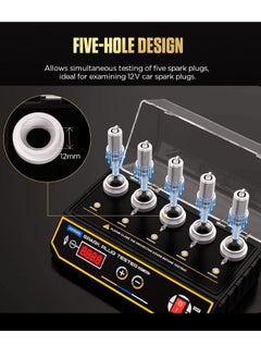 Autool Spt360 Spark Plug Tester 5 Holes Spark Plugs Detector Car Ignition Plug Analyzer 9000rpm Adjustable Frequency & Test Height Automotive Spark Plug Diagnostic Repair Tool for Universal All Vehicles  - Image 3