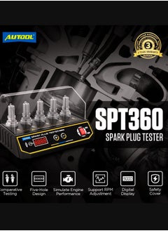 Autool Spt360 Spark Plug Tester 5 Holes Spark Plugs Detector Car Ignition Plug Analyzer 9000rpm Adjustable Frequency & Test Height Automotive Spark Plug Diagnostic Repair Tool for Universal All Vehicles  - Image 4