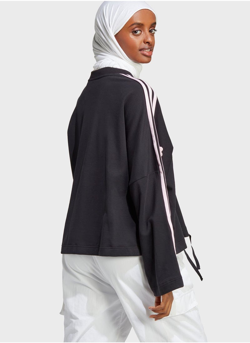 Adidas - 3 Stripe Flower Print Sweatshirt - Image 1