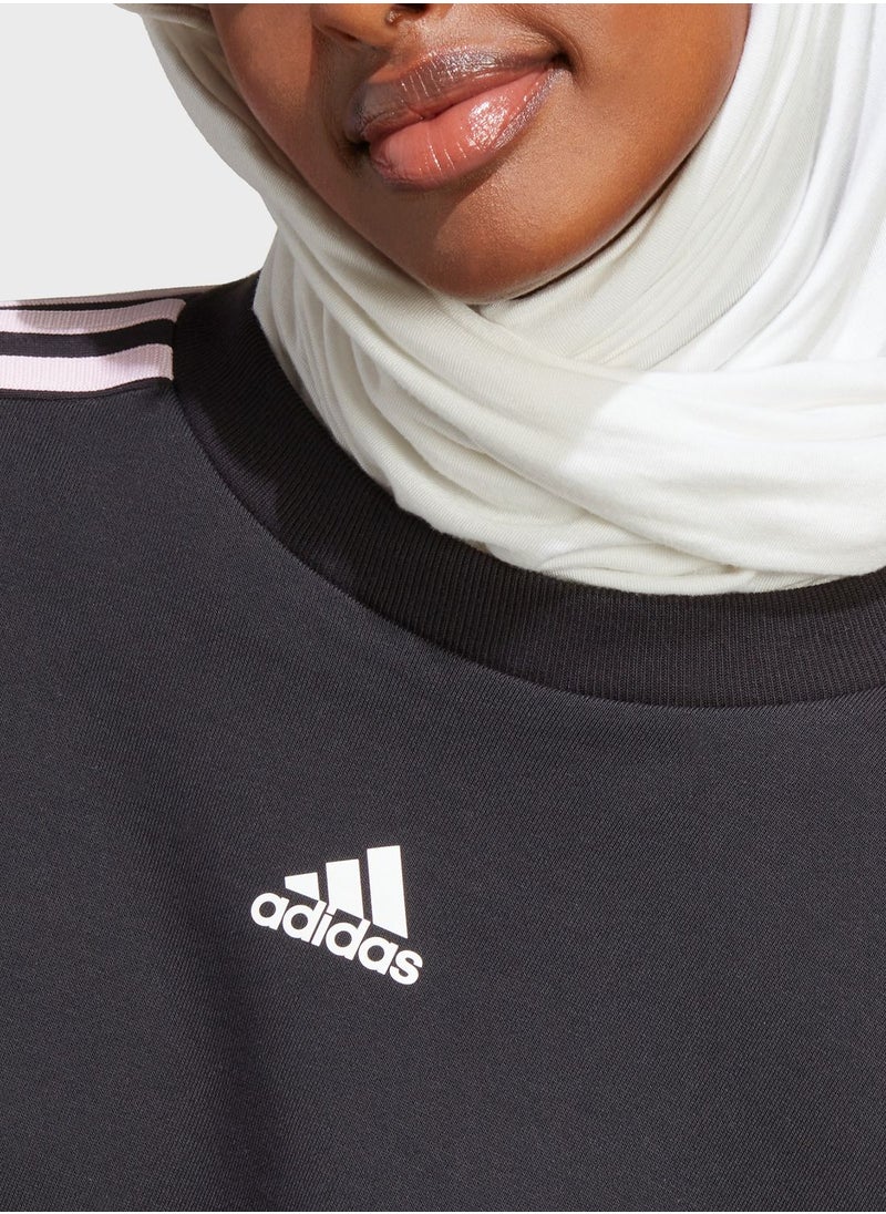 Adidas - 3 Stripe Flower Print Sweatshirt - Image 1