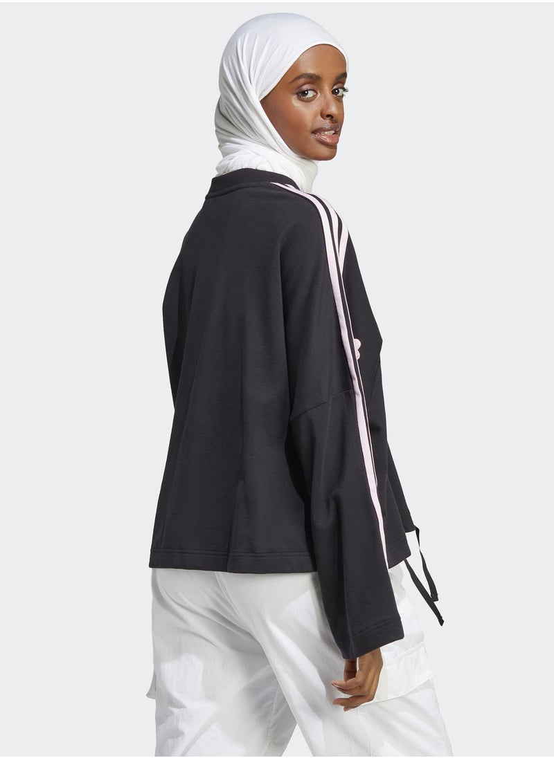 Adidas - 3 Stripe Flower Print Sweatshirt - Image 1
