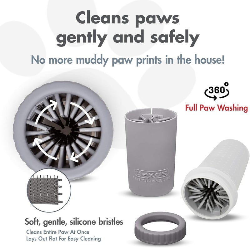 Dexas Mudbuster Portable Dog Paw Washer/Paw Cleaner, Medium, Light Gray - Image 2