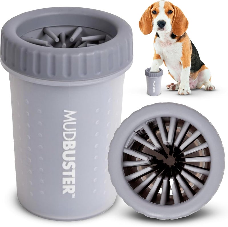 Dexas Mudbuster Portable Dog Paw Washer/Paw Cleaner, Medium, Light Gray - Image 1