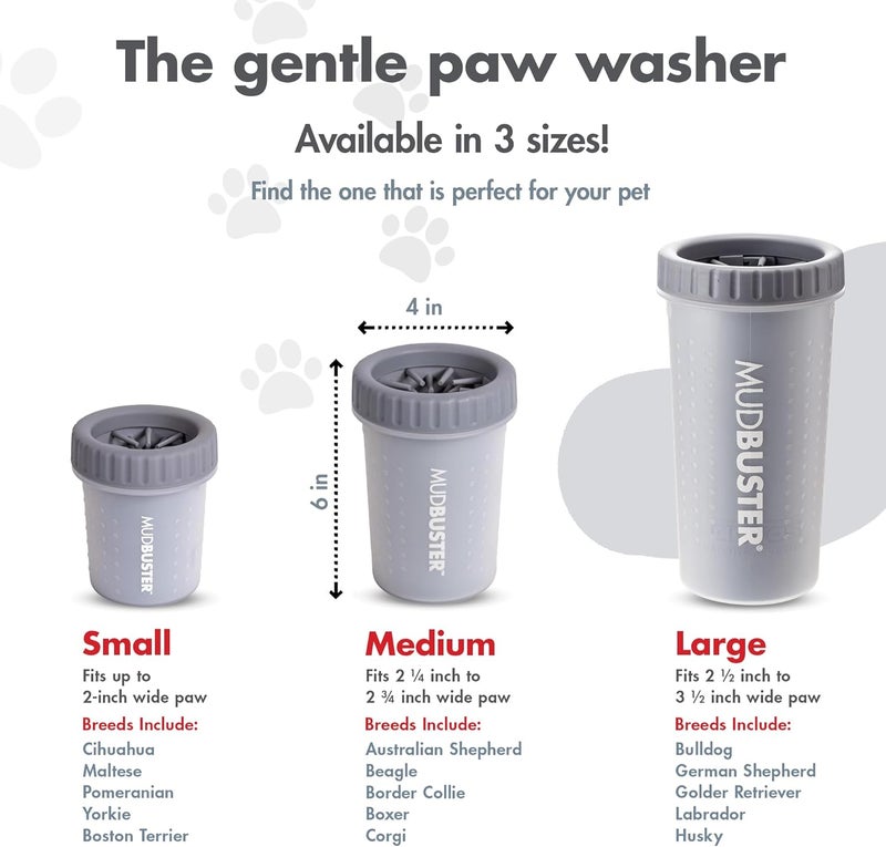 Dexas Mudbuster Portable Dog Paw Washer/Paw Cleaner, Medium, Light Gray - Image 3