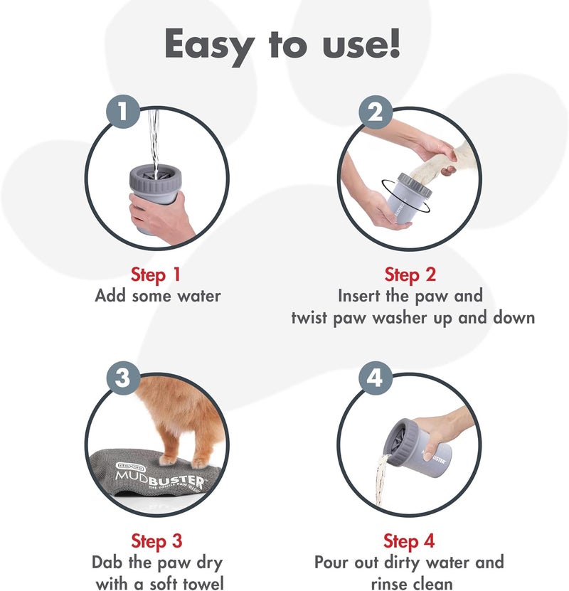 Dexas Mudbuster Portable Dog Paw Washer/Paw Cleaner, Medium, Light Gray - Image 5