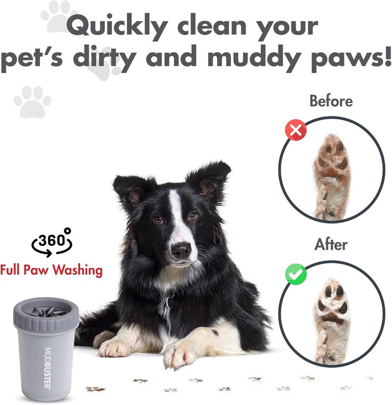 Dexas Mudbuster Portable Dog Paw Washer/Paw Cleaner, Medium, Light Gray - Image 4