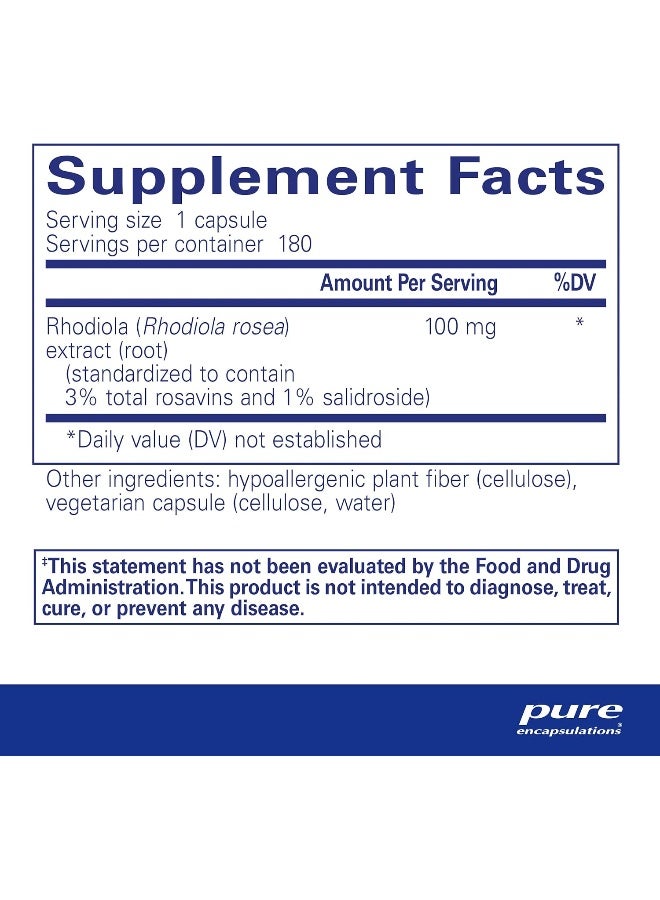 Pure Encapsulations - Rhodiola Rosea - Hypoallergenic Supplement - Image 2