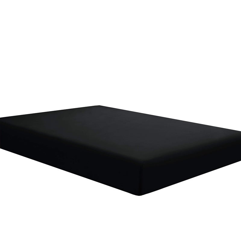 Sfoothome Black Fitted Sheet 14 Inch Pocket Deep Microfiber Sheets Twin Size