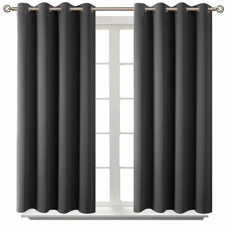 BGment Blackout Curtains  Grommet Thermal Insulated Room Darkening Bedroom and Living Room Curtain Set of 2 Panels 52 x 54 Inch Dark Grey