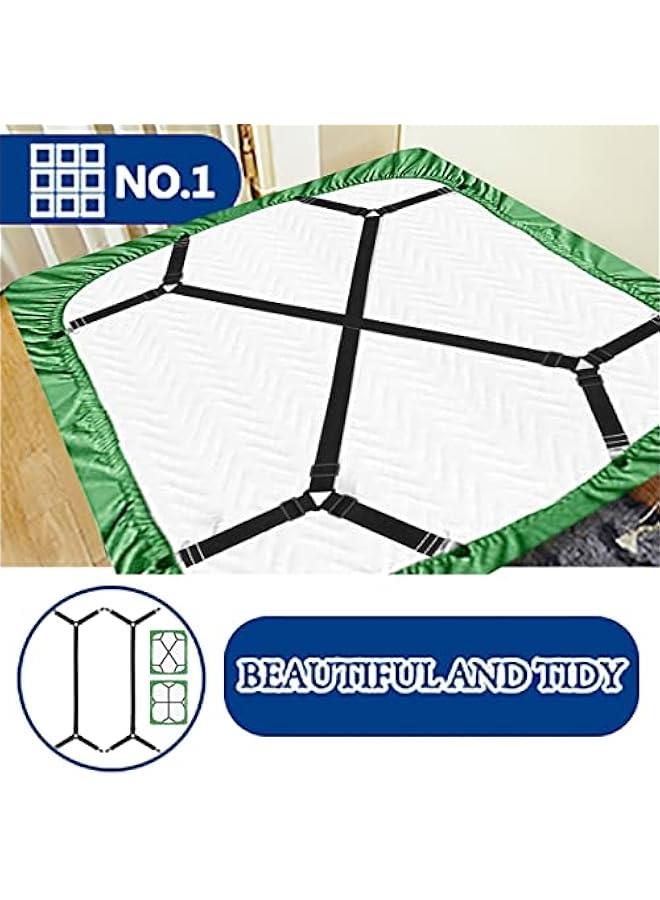 Sisily Adjustable Crisscross Sheet Clips for Fitted Bedsheet, Elastic Band Fasteners, 2Pcs Black - Image 4