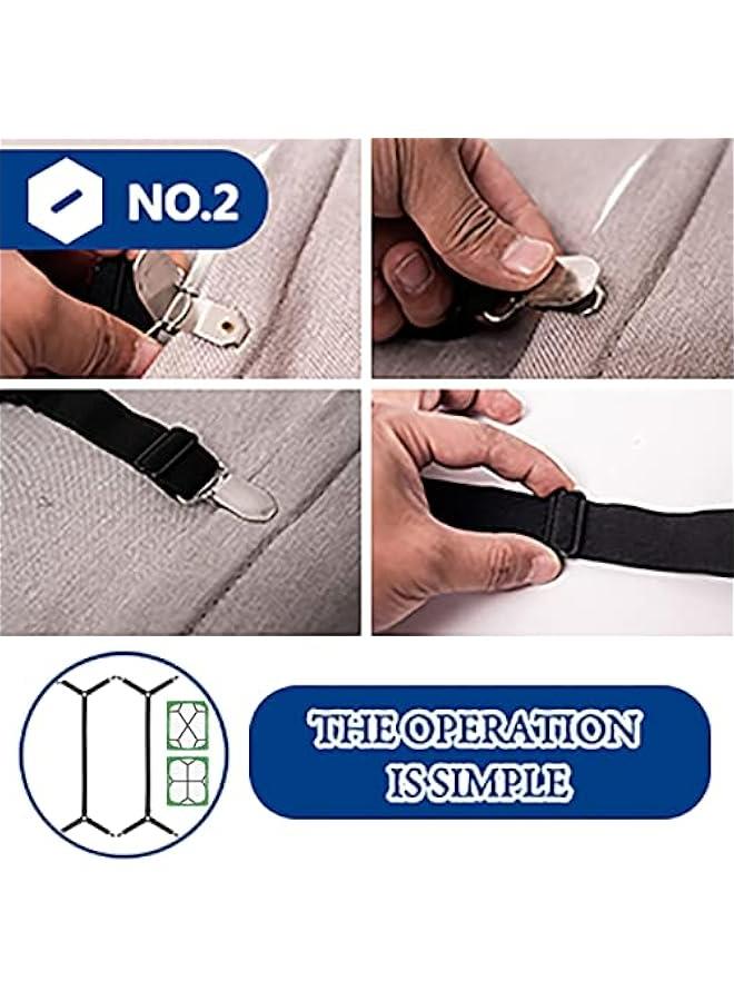 Sisily Adjustable Crisscross Sheet Clips for Fitted Bedsheet, Elastic Band Fasteners, 2Pcs Black - Image 5