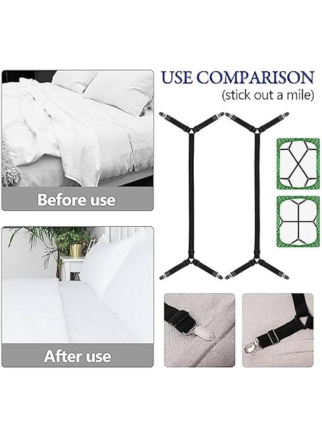 Sisily Adjustable Crisscross Sheet Clips for Fitted Bedsheet, Elastic Band Fasteners, 2Pcs Black - Image 3