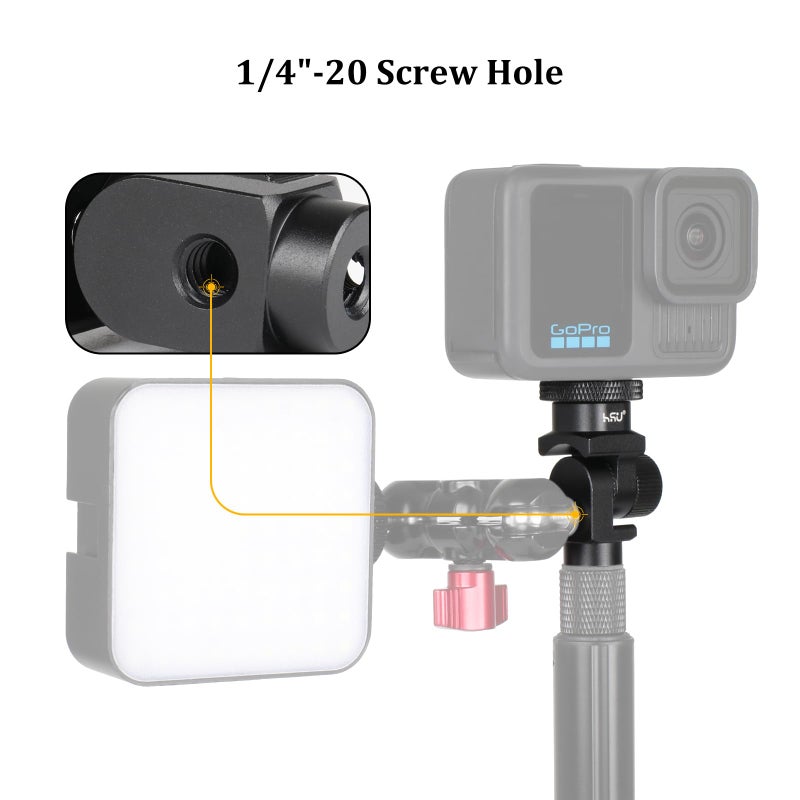 HSU Vertical Mount Adapter, Aluminum 1/4â€-20 Screw Hole 180Â° Rotation Camera Tripod Mount for Insta360 X5/X4/X3/X2/X/RS/R/GoPro/DJI Osmo Action 5/4/3 Camera and Other Action Cameras - Image 4