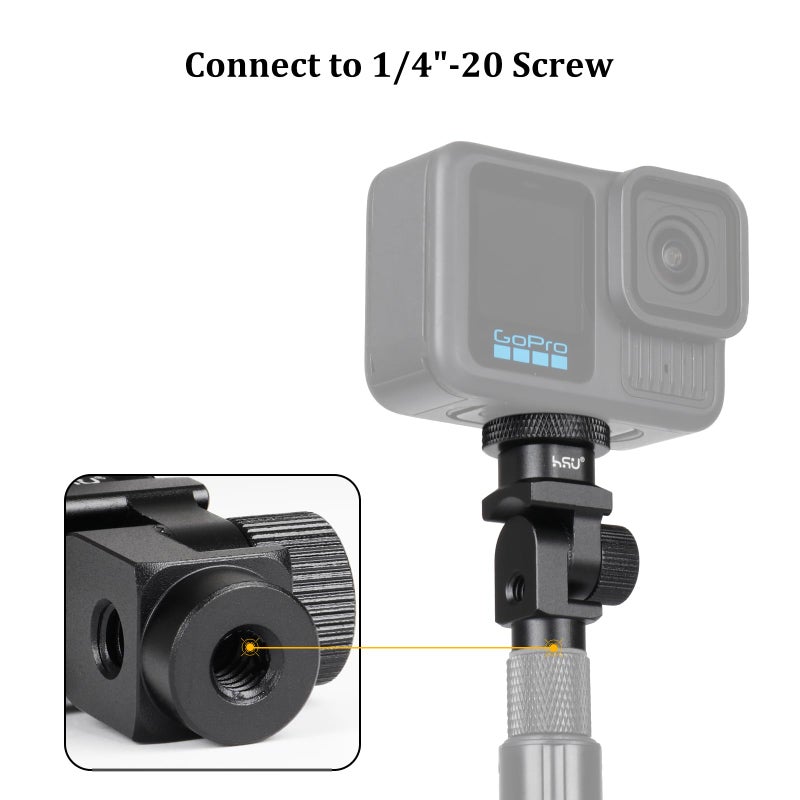 HSU Vertical Mount Adapter, Aluminum 1/4â€-20 Screw Hole 180Â° Rotation Camera Tripod Mount for Insta360 X5/X4/X3/X2/X/RS/R/GoPro/DJI Osmo Action 5/4/3 Camera and Other Action Cameras - Image 5