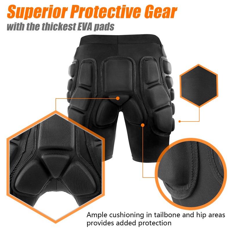 Protective Padded Shorts: Blue 62% Lycra 30% EVA 8% Spandex, Breathable Quick-Drying - Upgrade EVA Protection, Snowboard Shorts for Ski Snowboard Outdoor Sports Enthusiasts - Image 2