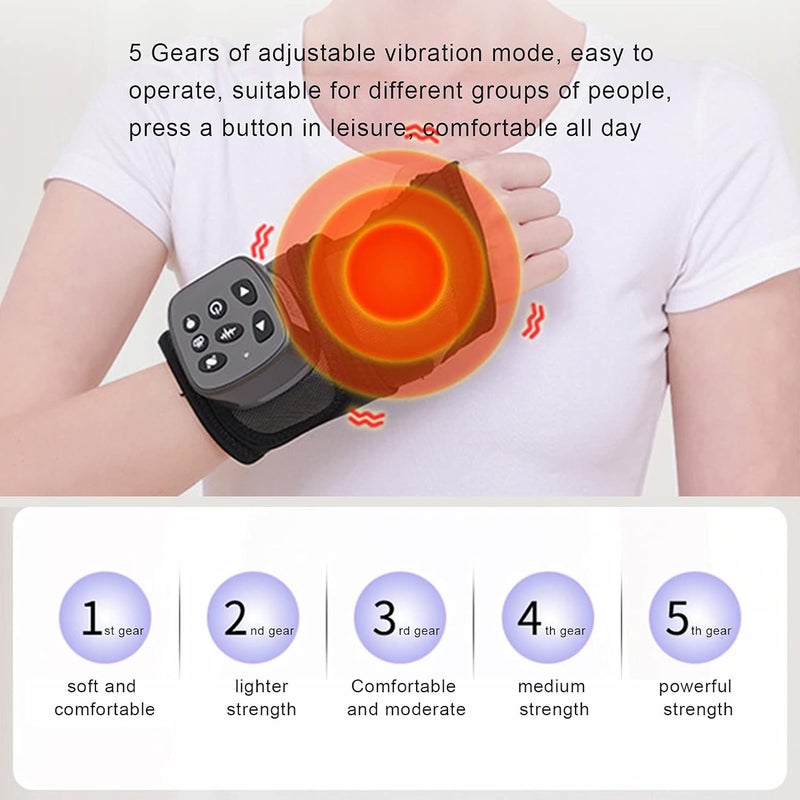 klarako Heated Wristband Electric Vibration Massage Wrist Heating Brace Carpal Tunnel Wrist Support for Right or Left Hand Pain Relief - Image 4