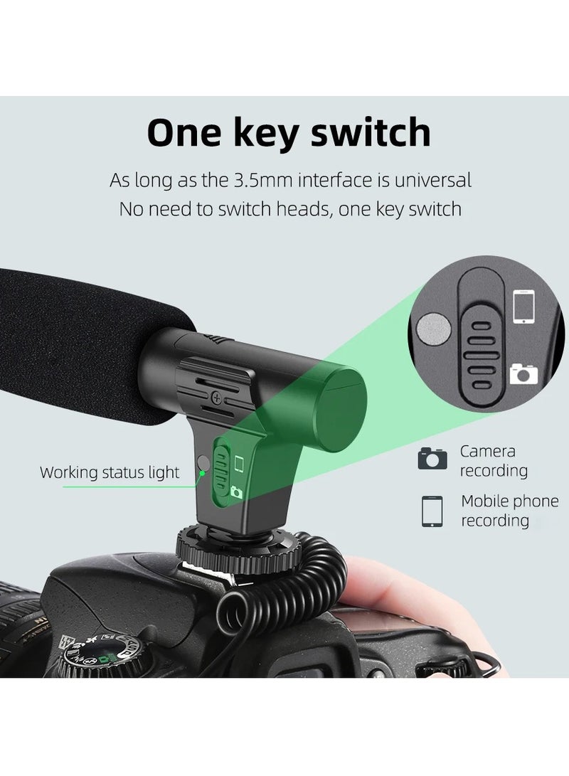 Video Recording Microphone with Long Spring Cable, Plug and Play for Phone, SLR Camera for Vlog, Interview, Podcast, Microfone - Image 2