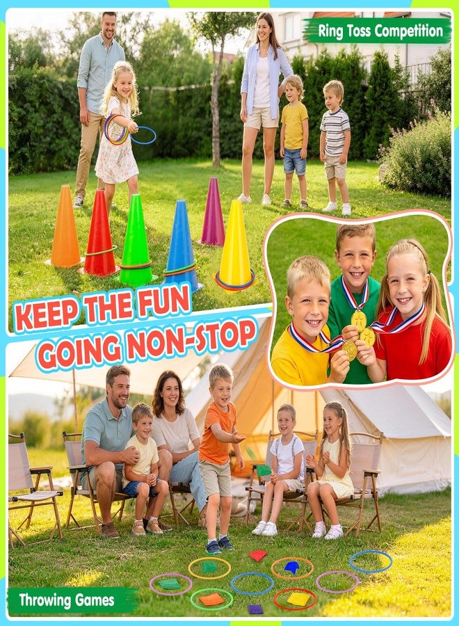 FUSPWEAO 77 Pcs Potato Sack Race Bags, 8-in-1 Outdoor Carnival Games for Kids and Adults, Bean Bags Ring Toss, Tug of War Rope, Megaphone, Field Day Games for Lawn, Backyard, School, Birthday, Family, Beach - Image 4