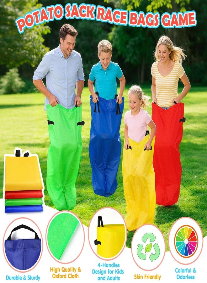FUSPWEAO 77 Pcs Potato Sack Race Bags, 8-in-1 Outdoor Carnival Games for Kids and Adults, Bean Bags Ring Toss, Tug of War Rope, Megaphone, Field Day Games for Lawn, Backyard, School, Birthday, Family, Beach - Image 2