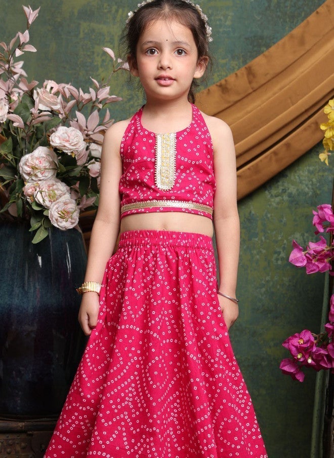 Saka Designs Girls Pink Printed Lehenga Choli Set - Image 3