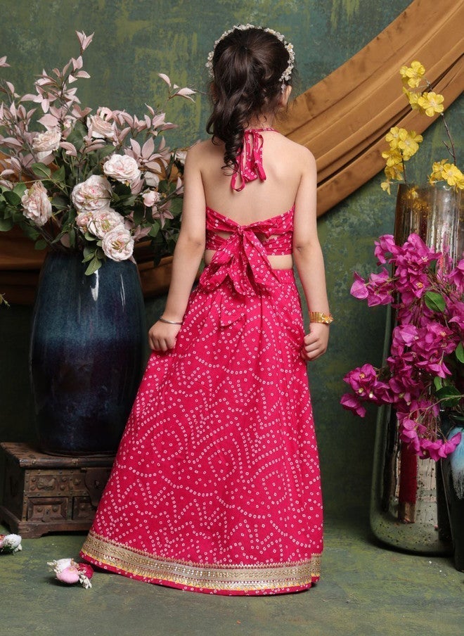 Saka Designs Girls Pink Printed Lehenga Choli Set - Image 5