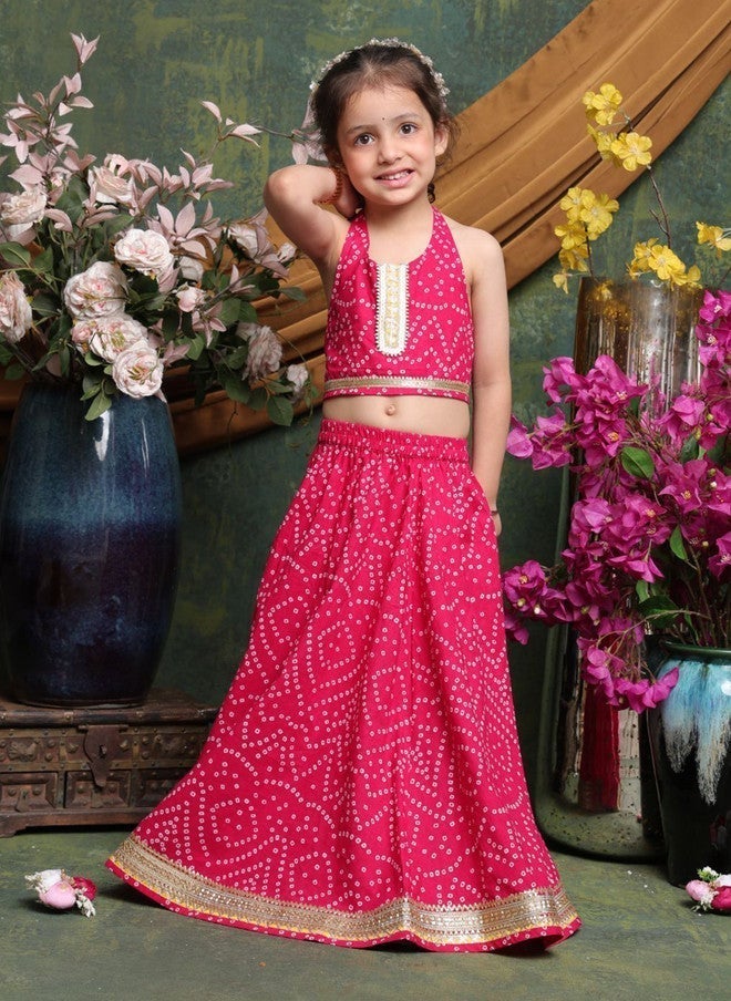 Saka Designs Girls Pink Printed Lehenga Choli Set - Image 2